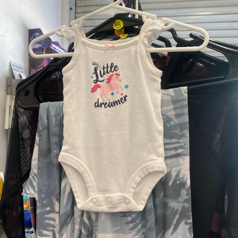 Carter's White Baby Onesie with Pink Accent